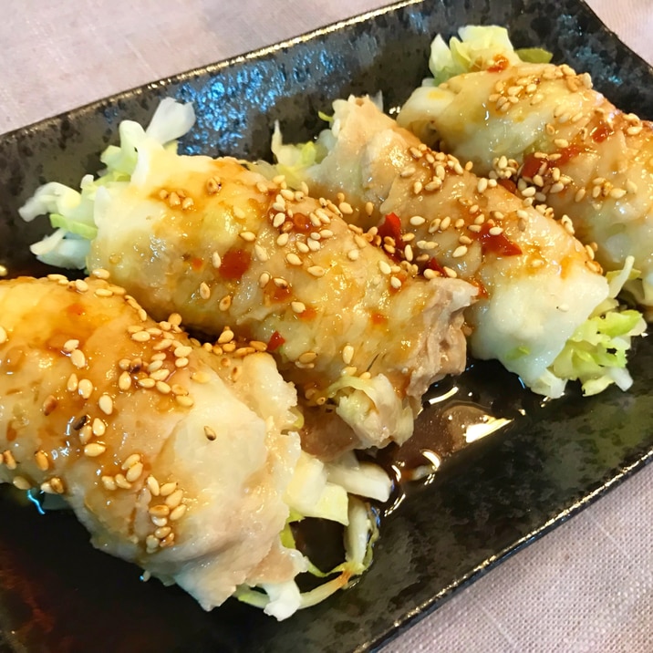 レンジで簡単!よだれ豚キャベツ